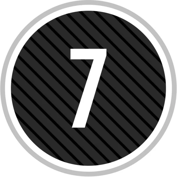 Einfache Zahl Sieben Rundknopf Mit Ziffern — Stockvektor