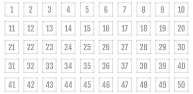 Numara simgesi ayarlandı. 1 'den 50' ye kadar düz vektör çizimi