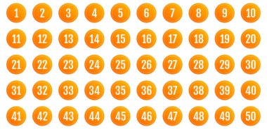 Numara simgesi ayarlandı. 1 'den 50' ye kadar düz vektör çizimi