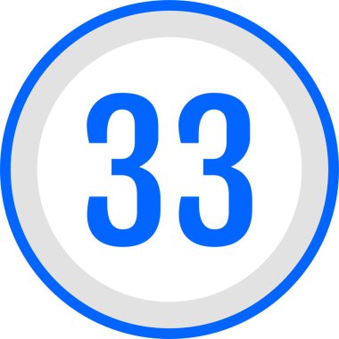 Number 33 icon. flat vector illustration