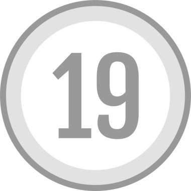 Number 19 icon. flat vector illustration