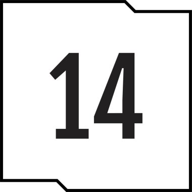 number 14 icon. flat vector illustration