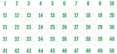 Numara simgesi ayarlandı. 1 'den 50' ye kadar düz vektör çizimi