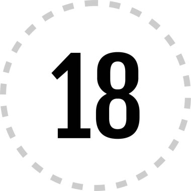 Number 18 icon. flat vector illustration