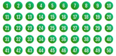 Bir dizi ikon. 1 'den 50' ye kadar düz vektör çizimi