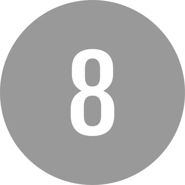 Nummer Åtta Ikonen Siffror Platt Vektor Illustration — Stock vektor