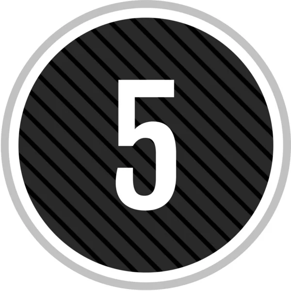 Número Cinco Botón Redondo Con Número — Archivo Imágenes Vectoriales