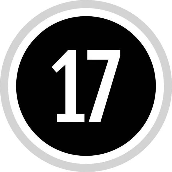Ikona Číslo17 Čísla Ploché Vektorové Ilustrace — Stockový vektor