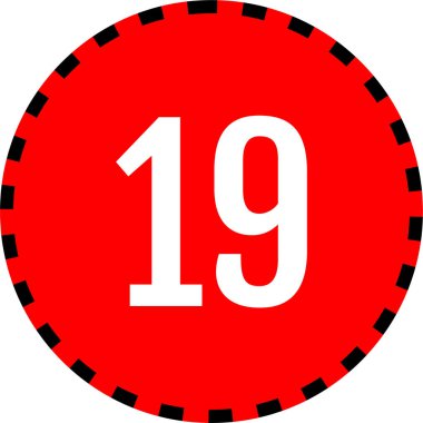 Number 19 icon. flat vector illustration