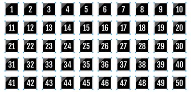 Numara simgesi ayarlandı. 1 'den 50' ye kadar düz vektör çizimi