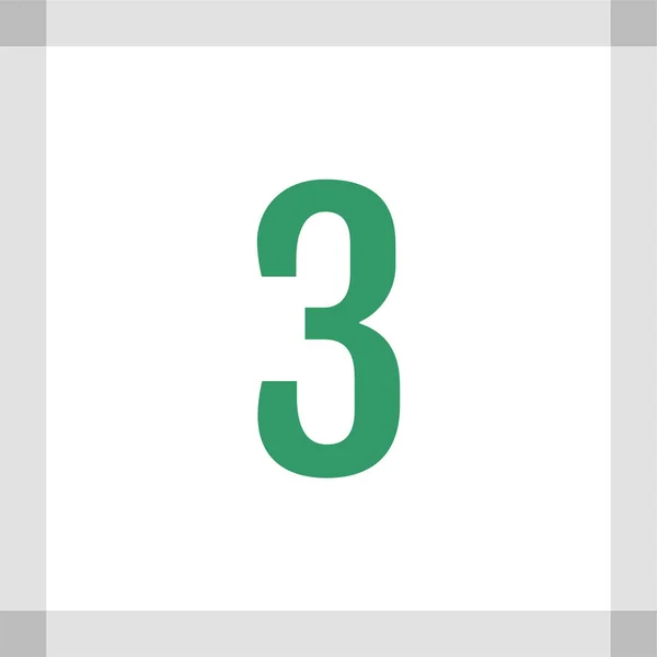 Ícone Web Com Número Três Botão Três — Vetor de Stock