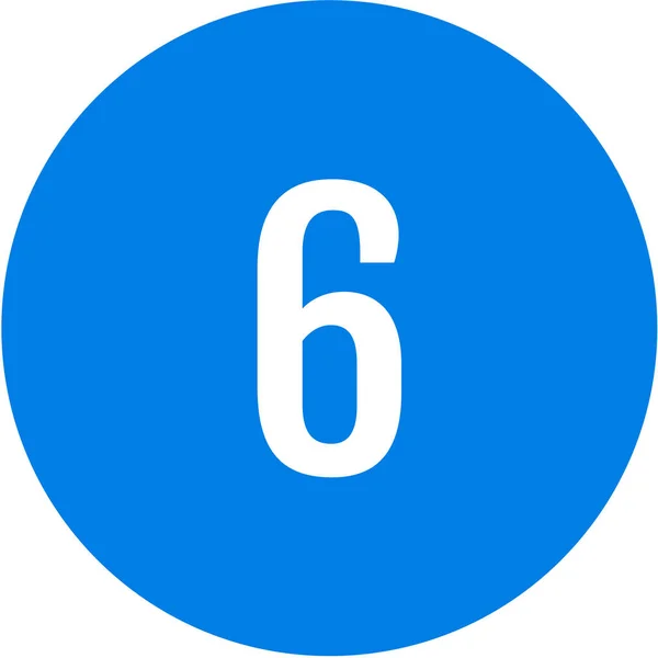 Matemática Número Seis Botão Redondo Com Número —  Vetores de Stock