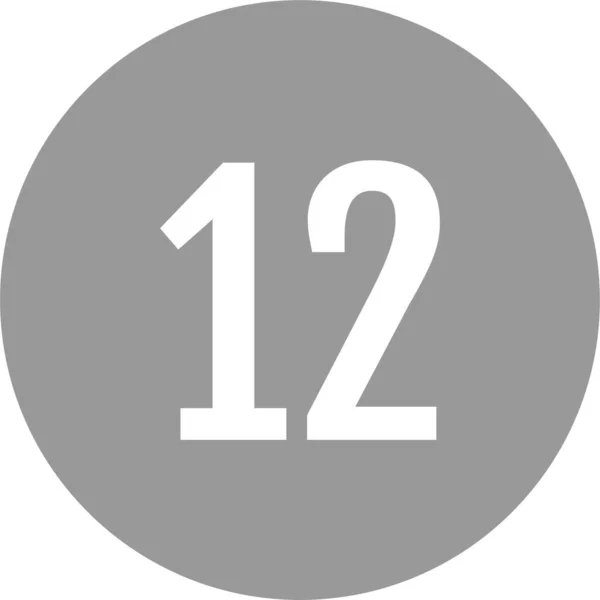 Ikona Číslo12 Čísla Ploché Vektorové Ilustrace — Stockový vektor