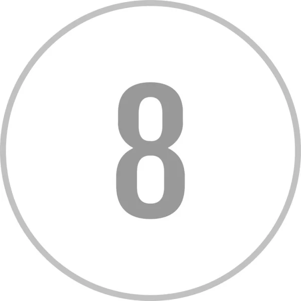 Icono Redondo Web Botón Con Número Número Simple Ocho — Archivo Imágenes Vectoriales