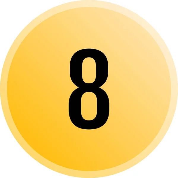 Στρογγυλό Εικονίδιο Ιστού Κουμπί Αριθμό Απλός Αριθμός Οκτώ — Διανυσματικό Αρχείο