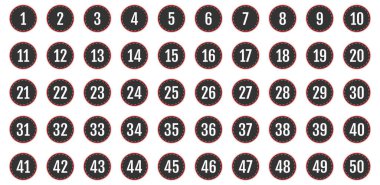 Numara simgesi ayarlandı. 1 'den 50' ye kadar düz vektör çizimi