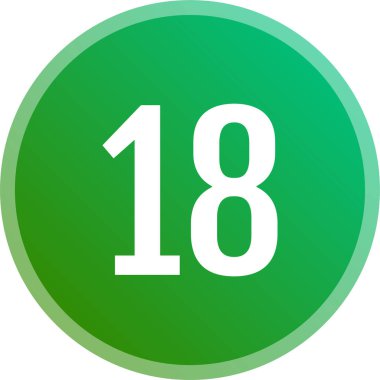 18 numaralı simge, vektör illüstrasyonu