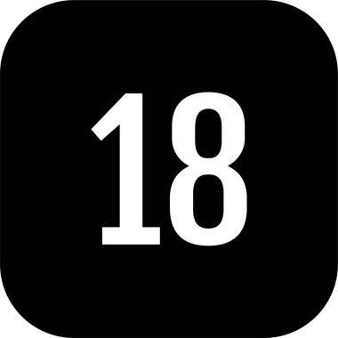 Number 18 icon. flat vector illustration