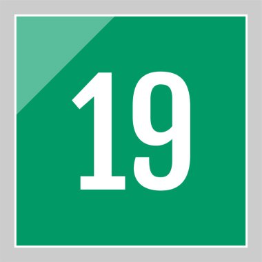 Number 19 icon. flat vector illustration