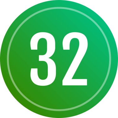 number 32 icon. flat vector illustration