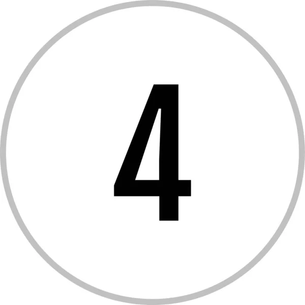 Γραφική Απεικόνιση Του Αριθμού Τέσσερα Στρογγυλό Κουμπί Αριθμό — Διανυσματικό Αρχείο
