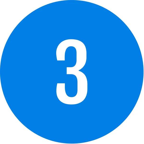 Kulaté Tlačítko Číslem Grafické Znázornění Čísla Tři — Stockový vektor