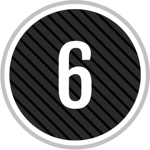 六号数学圆形按钮 有6个数字 — 图库矢量图片