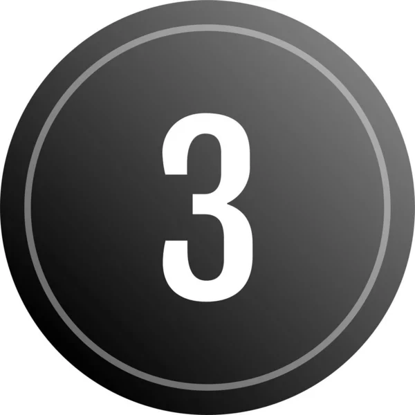 Ιστό Εικονίδιο Τον Αριθμό Τρία Κουμπί Τρία — Διανυσματικό Αρχείο