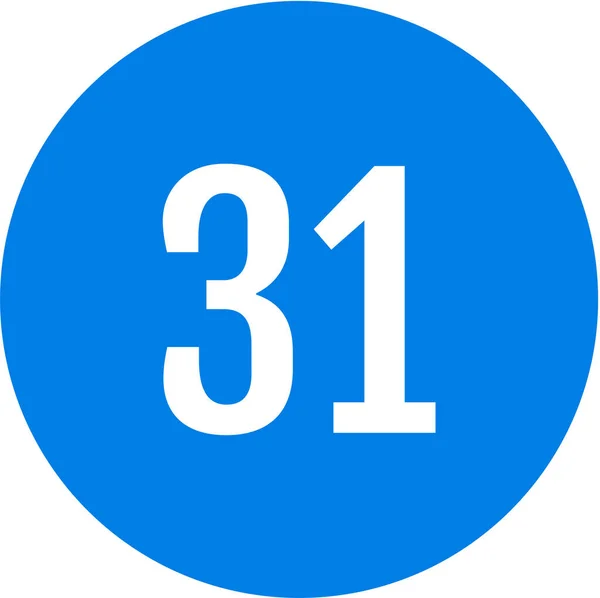 Ikona Číslo31 Čísla Ploché Vektorové Ilustrace — Stockový vektor