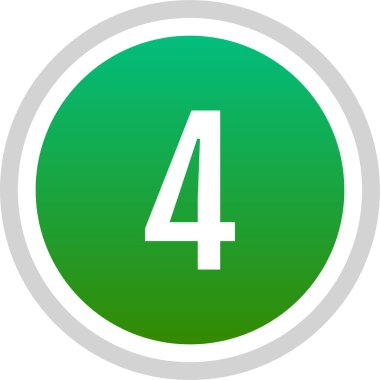 Dört numaranın çizimi. 4 numaralı yuvarlak tuş