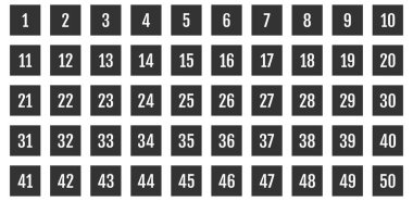 Numara simgesi ayarlandı. 1 'den 50' ye kadar düz vektör çizimi