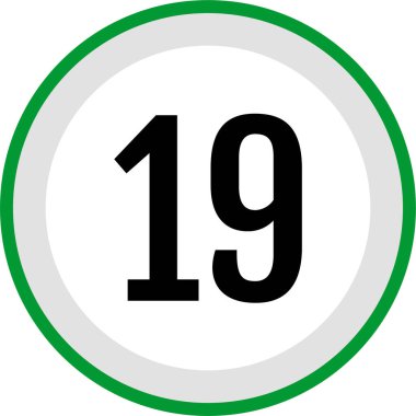 Number 19 icon. flat vector illustration