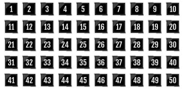 Numara simgesi ayarlandı. 1 'den 50' ye kadar düz vektör çizimi