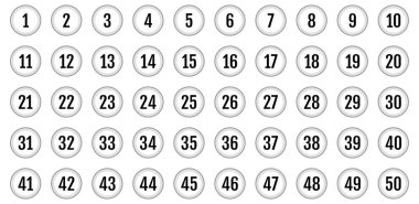 Üzerinde numaralar olan düğmeler. vektör illüstrasyonu