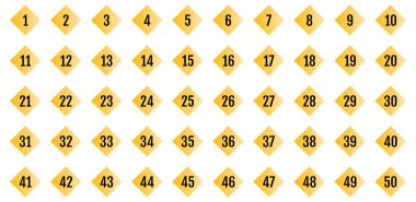 Numara simgesi ayarlandı. 1 'den 50' ye kadar düz vektör çizimi