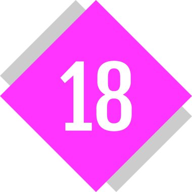 Number 18 icon. flat vector illustration