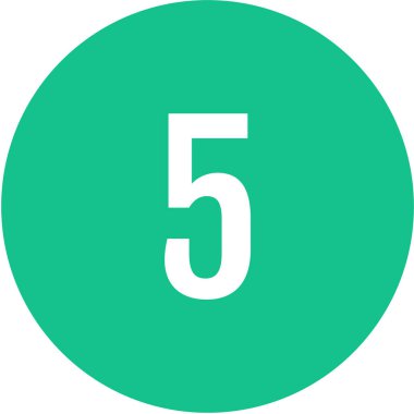 Matematik numarası beş. 5 numaralı yuvarlak tuş