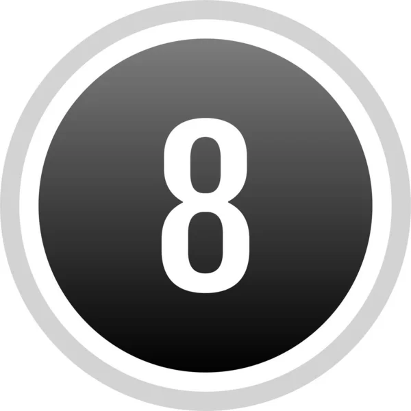Icono Redondo Web Botón Con Número Número Simple Ocho — Vector de stock