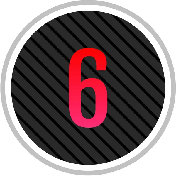 Matematika Číslo Šest Kulaté Tlačítko Čísly — Stockový vektor