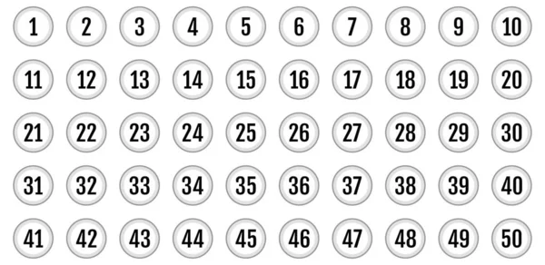 Conjunto Botones Con Números Ilustración Vectorial — Vector de stock