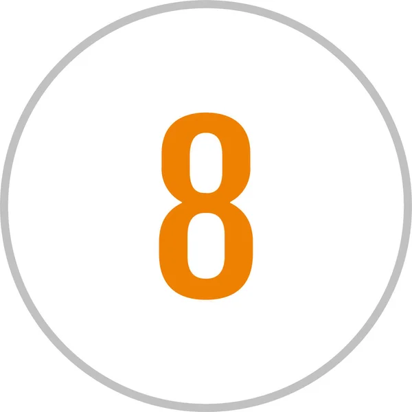 Rundes Websymbol Knopf Mit Zahl Einfache Zahl Acht — Stockvektor