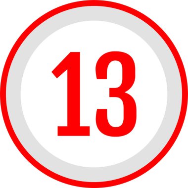 13 numaralı simge, vektör illüstrasyonu