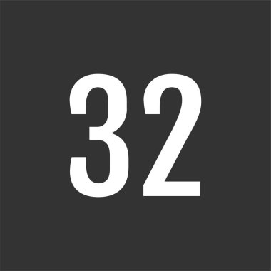 number 32 icon. flat vector illustration