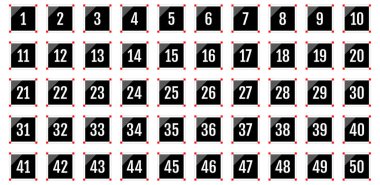 Numara simgesi ayarlandı. 1 'den 50' ye kadar düz vektör çizimi