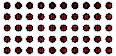 Üzerinde numaralar olan düğmeler. vektör illüstrasyonu