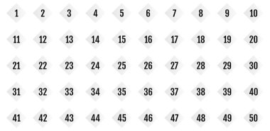 Numara simgesi ayarlandı. 1 'den 50' ye kadar düz vektör çizimi