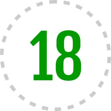 Number 18 icon. flat vector illustration