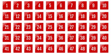 Numara simgesi ayarlandı. 1 'den 50' ye kadar düz vektör çizimi