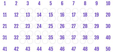 Numara simgesi ayarlandı. 1 'den 50' ye kadar düz vektör çizimi