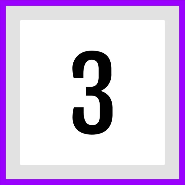 Matemáticas Número Tres Icono Web Simple Botón Tres — Vector de stock